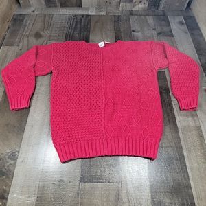 B.E. Clothing Women's Long Sleeve Split-Cable Knit Sweater Raspberry Medium